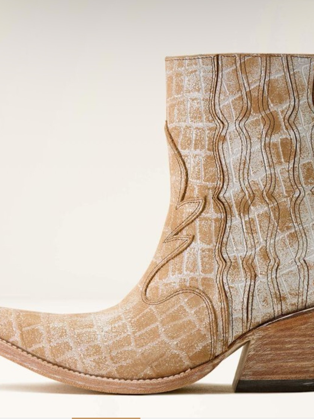 Ariat-Distressed Crema Croc Print Western Ankle Boot - NWT size 10